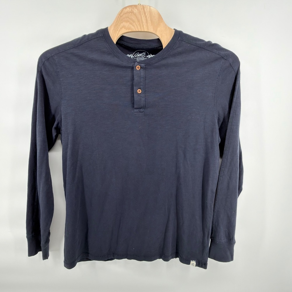 Grayers Henley Shirt Mens XL Navy Blue Long Sleeve Cotton Casual Solid